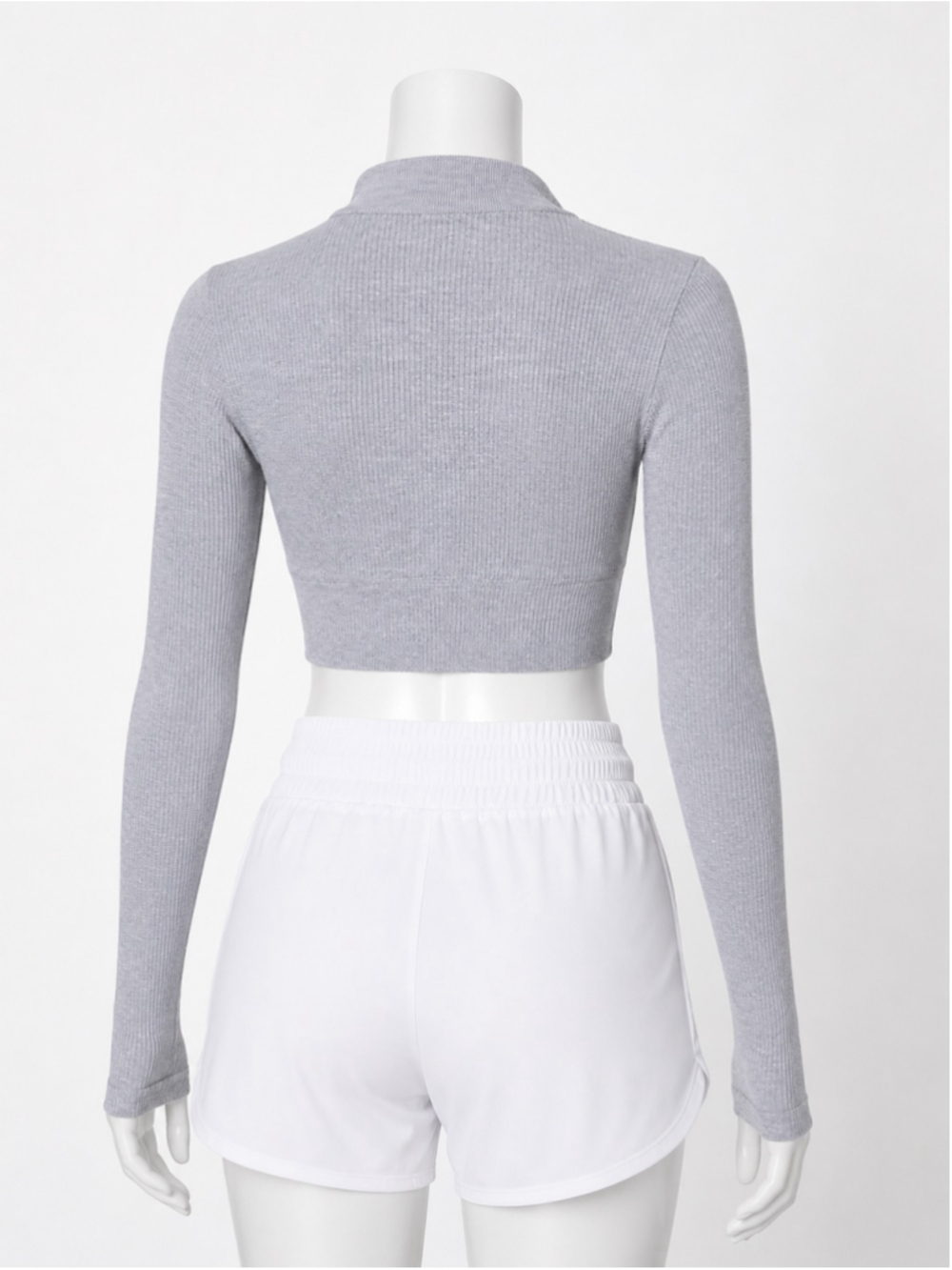 Forever 21 Active Heather Gray Cropped Zip-Up Jacket – Size M - Picture 6 of 9